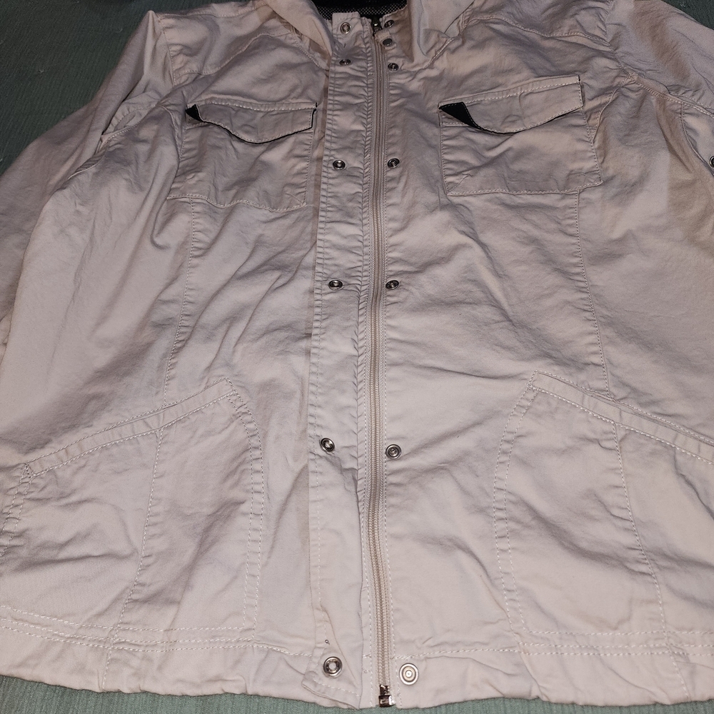 Women's Ac-tiv-ology  Full Zip-Up And Snap Up Jacket Khaki Size XL Pockets - Picture 5 of 10